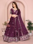 ATTRACTIVE GEORGETTE EMBROIDERY WORK LEHENGA CHOLI WITH DUPATTA WINE