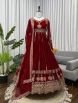 ATTRACTIVE GEORGETTE THREAD WITH SEQUENCE WORK GOWN BOTTOM WITH DUPATTA RED