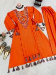 ATTRACTIVE RAYON THREAD AND REAL MIRROR WITH TASSELS AND FANCY LACE WORK CO-ORD SET FESTIVE WEAR WHOLESALE PRICE ETHNIC GARMENT (4)