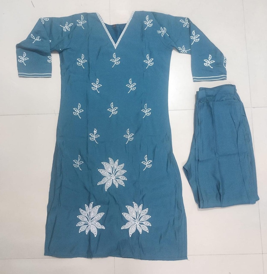 ATTRACTIVE ROMAN SILK EMBROIDERY WORK TOP BOTTOM SET OFFICE WEAR WHOLESALE PRICE ETHNIC GARMENT (10)