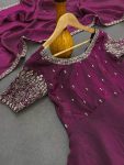 ATTRACTIVE SPACE SILK EMBROIDERY WORK GOWN WITH DUPATTA PARTY WEAR WHOLESALE PRICE ETHNIC GARMENT (2)