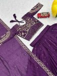 ATTRACTIVE VICHITRA SILK EMBROIDERY THREAD & SEQUENCE WORK LEHENGA CHOLI WITH DUPATTA WEDDING WEAR WHOLESALE PRICE ETHNIC GARMENT (1)