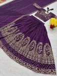 ATTRACTIVE VICHITRA SILK EMBROIDERY THREAD & SEQUENCE WORK LEHENGA CHOLI WITH DUPATTA WEDDING WEAR WHOLESALE PRICE ETHNIC GARMENT (1)