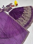 ATTRACTIVE VICHITRA SILK EMBROIDERY THREAD & SEQUENCE WORK LEHENGA CHOLI WITH DUPATTA WEDDING WEAR WHOLESALE PRICE ETHNIC GARMENT (1)