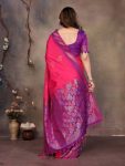 DESIGNER BANARASI SILK COPPER ZARI FLOWER MOTIFS & WOVEN BORDER WORK SAREE WITH UNSTITCHED BLOUSE FESTIVE WEAR WHOLESALE PRICE ETHNIC GARMENT (13)