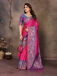 DESIGNER BANARASI SILK COPPER ZARI FLOWER MOTIFS & WOVEN BORDER WORK SAREE WITH UNSTITCHED BLOUSE FESTIVE WEAR WHOLESALE PRICE ETHNIC GARMENT (26)