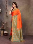 DESIGNER BANARASI SILK COPPER ZARI FLOWER MOTIFS & WOVEN BORDER WORK SAREE WITH UNSTITCHED BLOUSE FESTIVE WEAR WHOLESALE PRICE ETHNIC GARMENT (9)