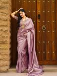 DESIGNER BANARASI SOFT SILK GOLD ZARI WEAVING WORK SAREE WITH UNSTITCHED BLOUSE LAVENDER