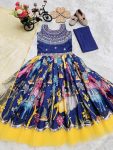 DESIGNER CHINON EMBROIDERY SEQUENCE WORK WITH PRINTED WORK KID’S GOWN WITH DUPATTA FESTIVE WEAR WHOLESALE PRICE ETHNIC GARMENT (2)