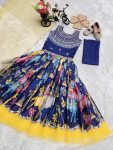 DESIGNER CHINON EMBROIDERY SEQUENCE WORK WITH PRINTED WORK KID’S GOWN WITH DUPATTA FESTIVE WEAR WHOLESALE PRICE ETHNIC GARMENT (2)