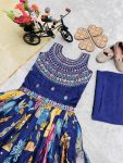 DESIGNER CHINON EMBROIDERY SEQUENCE WORK WITH PRINTED WORK KID’S GOWN WITH DUPATTA FESTIVE WEAR WHOLESALE PRICE ETHNIC GARMENT (2)