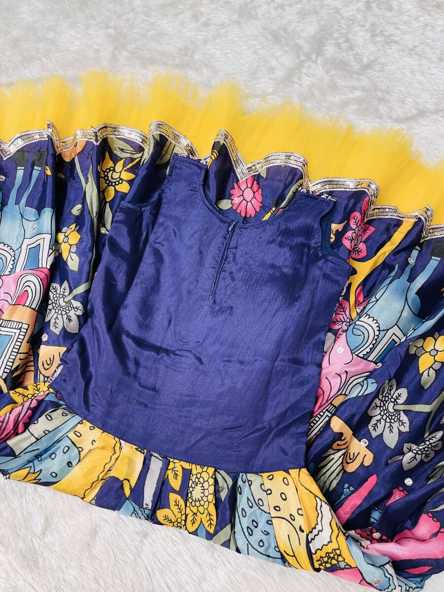 DESIGNER CHINON EMBROIDERY SEQUENCE WORK WITH PRINTED WORK KID'S GOWN WITH DUPATTA FESTIVE WEAR WHOLESALE PRICE ETHNIC GARMENT (8)