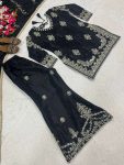 DESIGNER CHINON SEQUENCE EMBROIDERY WORK TOP PALAZZO WITH DUPATTA FESTIVE WEAR WHOLESALE PRICE ETHNIC GARMENT (4)