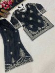 DESIGNER CHINON SEQUENCE EMBROIDERY WORK TOP PALAZZO WITH DUPATTA FESTIVE WEAR WHOLESALE PRICE ETHNIC GARMENT (4)