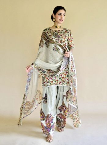 DESIGNER CHINON SILK DIGITAL PRINTED WORK TOP PATIYALA WITH DUPATTA MULTY