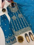 DESIGNER CHINON SILK EMBROIDERY CODING SEQUENCE WORK TOP BOTTOM WITH DUPATTA FESTIVE WEAR WHOLESALE PRICE ETHNIC GARMENT (9)
