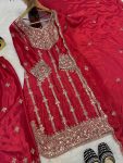 DESIGNER CHINON SILK EMBROIDERY CODING SEQUENCE WORK TOP BOTTOM WITH DUPATTA FESTIVE WEAR WHOLESALE PRICE ETHNIC GARMENT (10)
