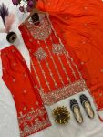 DESIGNER CHINON SILK EMBROIDERY CODING SEQUENCE WORK TOP BOTTOM WITH DUPATTA FESTIVE WEAR WHOLESALE PRICE ETHNIC GARMENT (7)