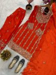 DESIGNER CHINON SILK EMBROIDERY CODING SEQUENCE WORK TOP BOTTOM WITH DUPATTA FESTIVE WEAR WHOLESALE PRICE ETHNIC GARMENT (7)