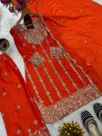 DESIGNER CHINON SILK EMBROIDERY CODING SEQUENCE WORK TOP BOTTOM WITH DUPATTA FESTIVE WEAR WHOLESALE PRICE ETHNIC GARMENT (7)
