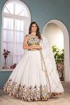 DESIGNER CHINON SILK EMBROIDERY SEQUENCE THREAD DESIGN WORK LEHENGA CHOLI WITH DUPATTA RECEPTION WEAR WHOLESALE PRICE ETHNIC GARMENT (3)
