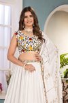 DESIGNER CHINON SILK EMBROIDERY SEQUENCE THREAD DESIGN WORK LEHENGA CHOLI WITH DUPATTA RECEPTION WEAR WHOLESALE PRICE ETHNIC GARMENT (3)