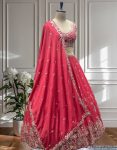 DESIGNER CHINON SILK EMBROIDERY SEQUENCE THREAD DESIGN WORK LEHENGA CHOLI WITH DUPATTA WEDDING WEAR WHOLESALE PRICE ETHNIC GARMENT (3)