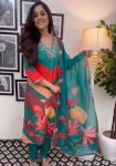 DESIGNER CHINON SILK EMBROIDERY & SEQUENCE WORK TOP BOTTOM WITH DUPATTA OFFICE WEAR WHOLESALE PRICE ETHNIC GARMENT (2)