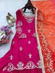 DESIGNER CHINON SILK EMBROIDERY SEQUENCE WORK TOP SHARARA WITH DUPATTA WEDDING WEAR WHOLESALE PRICE ETHNIC GARMENT (3)
