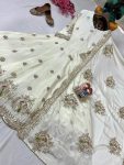 DESIGNER CHINON SILK ZARI, THREAD & SEQUENCE EMBROIDERY WORK GOWN BOTTOM WITH DUPATTA WEDDING WEAR WHOLESALE PRICE ETHNIC GARMENT(20)