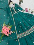 DESIGNER CRUSH SILK EMBROIDERY THREAD & SEQUENCE WORK GOWN PALAZZO WITH DUPATTA FESTIVAL WEAR WHOLESALE PRICE ETHNIC GARMENT (18)