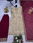 DESIGNER FENDY SILK EMBROIDERY SEQUENCE WORK TOP PALAZZO WITH DUPATTA FESTIVE WEAR WHOLESALE PRICE ETHNIC GARMENT (4)