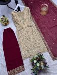 DESIGNER FENDY SILK EMBROIDERY SEQUENCE WORK TOP PALAZZO WITH DUPATTA FESTIVE WEAR WHOLESALE PRICE ETHNIC GARMENT (4)