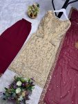 DESIGNER FENDY SILK EMBROIDERY SEQUENCE WORK TOP PALAZZO WITH DUPATTA FESTIVE WEAR WHOLESALE PRICE ETHNIC GARMENT (4)