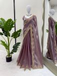 DESIGNER FENDY SILK THREAD EMBROIDERY WORK SAREE WITH UNSTITCHED BLOUSE PARTY WEAR WHOLESALE PRICE ETHNIC GARMENT (3)