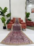 DESIGNER FENDY SILK THREAD EMBROIDERY WORK SAREE WITH UNSTITCHED BLOUSE PARTY WEAR WHOLESALE PRICE ETHNIC GARMENT (3)