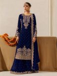 DESIGNER GEORGETTE CODING AND SEQUENCE WITH RIVET MOTI WORK TOP PALAZZO WITH DUPATTA NAVY BLUE