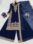 DESIGNER GEORGETTE CODING AND SEQUENCE WITH RIVET MOTI WORK TOP PALAZZO WITH DUPATTA FESTIVE WEAR WHOLESALE PRICE ETHNIC GARMENT (13)