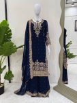 DESIGNER GEORGETTE CODING AND SEQUENCE WITH RIVET MOTI WORK TOP PALAZZO WITH DUPATTA FESTIVE WEAR WHOLESALE PRICE ETHNIC GARMENT (13)