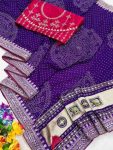 DESIGNER GEORGETTE CODING SEQUENCE BORDER WITH BADHANI FOIL PRINT WORK SAREE WITH UNSITCHED BLOUSE PURPLE