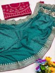 DESIGNER GEORGETTE CODING SEQUENCE BORDER WITH BADHANI FOIL PRINT WORK SAREE WITH UNSITCHED BLOUSE FESTIVE WEAR WHOLESALE PRICE ETHNIC GARMENT (8)