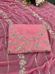 DESIGNER GEORGETTE CONTRAST PALLU EMBROIDERY THREAD AND SEQUENCE WORK WITH CUT WORK SAREE WITH UNSTITCHED BLOUSE PARTY WEAR WHOLESALE PRICE ETHNIC GARMENT (2).jpeg