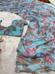 DESIGNER GEORGETTE DIGITAL PRINT WITH HAND MIRROR, ZARI & SEQUENCE WORK SAREE WITH UNSTITCHED BLOUSE PARTY WEAR WHOLESALE PRICE ETHNIC GARMENT (4)