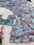 DESIGNER GEORGETTE DIGITAL PRINT WITH HAND MIRROR, ZARI & SEQUENCE WORK SAREE WITH UNSTITCHED BLOUSE PARTY WEAR WHOLESALE PRICE ETHNIC GARMENT (4)