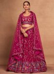 DESIGNER GEORGETTE EMBROIDERY AND SEQUENCE WORK LEHENGA CHOLI WITH DUPATTA PINK