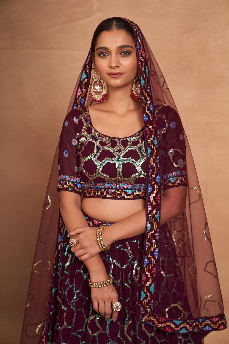 DESIGNER GEORGETTE EMBROIDERY AND SEQUENCE WORK LEHENGA CHOLI WITH DUPATTA PARTY WEAR WHOLESALE PRICE ETHNIC GARMENT (9)