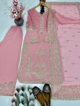 DESIGNER GEORGETTE EMBROIDERY CHAIN SEQUENCE WORK TOP PALAZZO WITH DUPATTA FESTIVE WEAR WHOLESALE PRICE ETHNIC GARMENT (2)