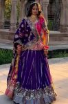 DESIGNER GEORGETTE EMBROIDERY CODING SEQUENCE WORKLEHENGA AND TOP,BLOUSE WITH DUPATTA PURPLE