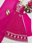 DESIGNER GEORGETTE EMBROIDERY SEQUENCE WORK GOWN BOTTOM WITH DUPATTA FESTIVE WEAR WHOLESALE PRICE ETHNIC GARMENT (4)