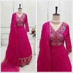 DESIGNER GEORGETTE EMBROIDERY SEQUENCE WORK GOWN BOTTOM WITH DUPATTA FESTIVE WEAR WHOLESALE PRICE ETHNIC GARMENT (4)